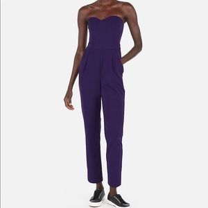 Express Strapless Purple Jumpsuit